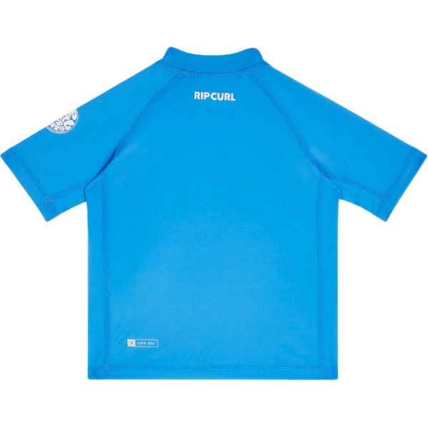 2026 Rip Curl Junior Waves UPF Short Sleeve Rash Vest 136BRV - Blue Gum